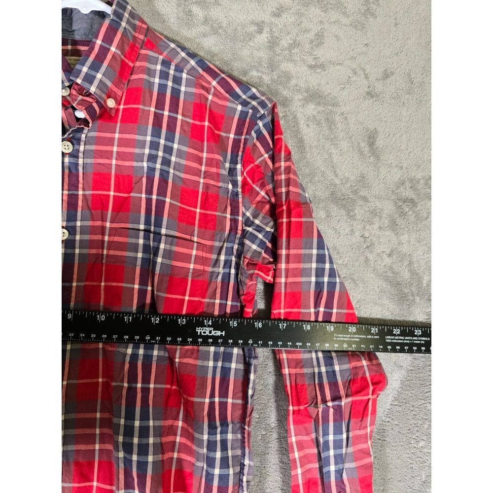 J.Crew Shirt Mens XS 13-13.5 Red 2 Ply Cotton Plaid Long Sleeve Button Down - Picture 5 of 7